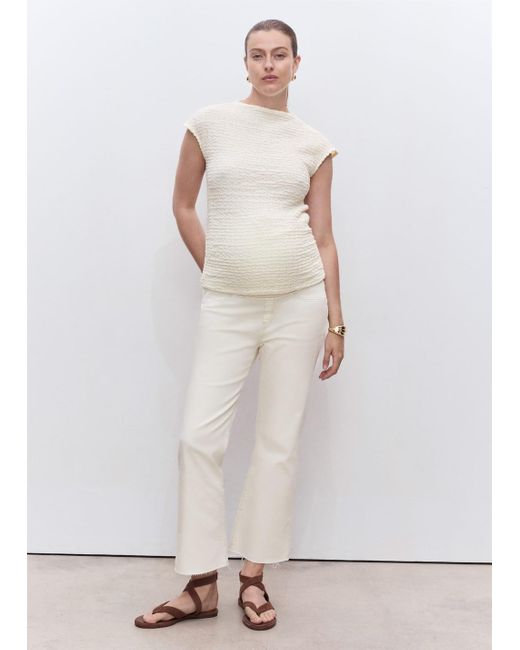 Top Coton Crêpe Grossesse Blanc Cassé Mango en coloris White