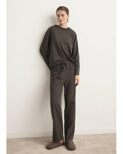 Mango Brown Two-Piece Plain Cotton Pyjamas