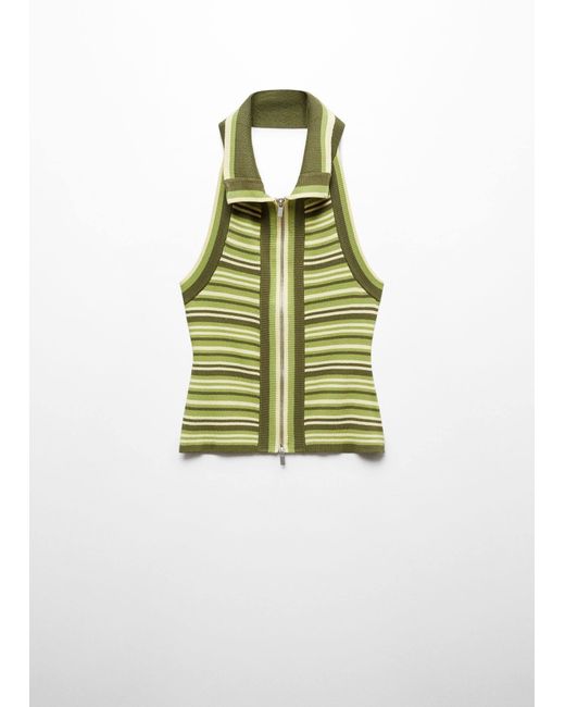 Mango Green Double-zip Knitted Top