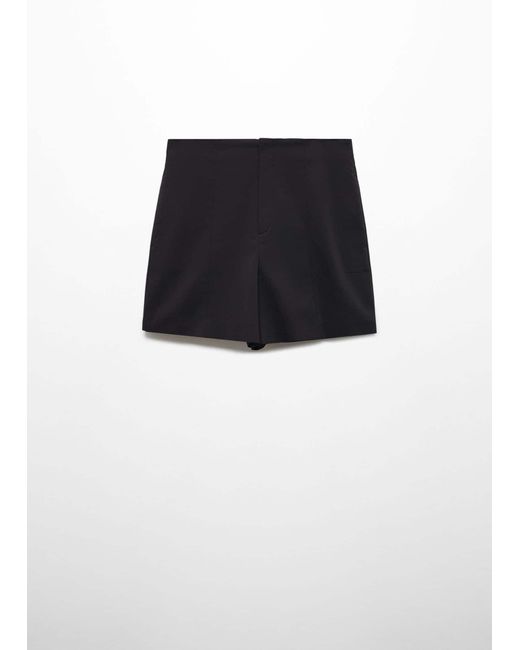 Mango White High-waist Straight Shorts