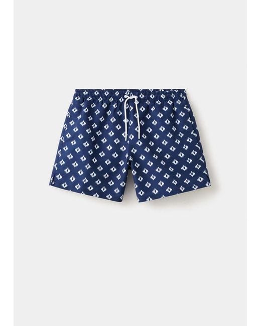 Mango Blue Geometric-Print Swimsuit for men