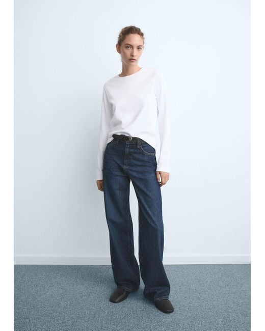 Mango White Danila Wide Leg High-Rise Jeans