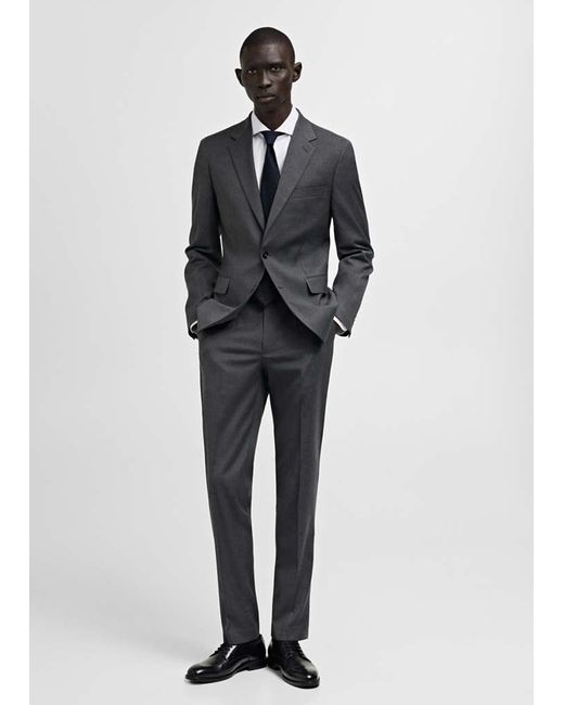 Mango Black Milan Slim-Fit Suit Jacket for men
