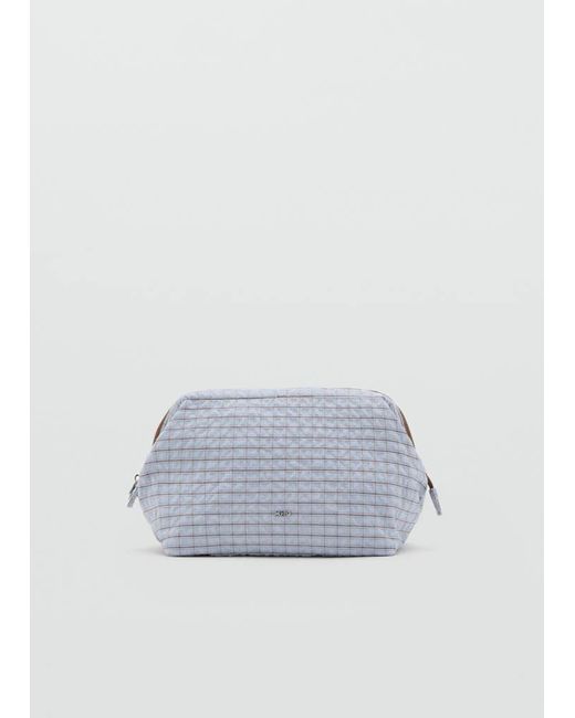 Mango Blue Checked Cotton Wash Bag