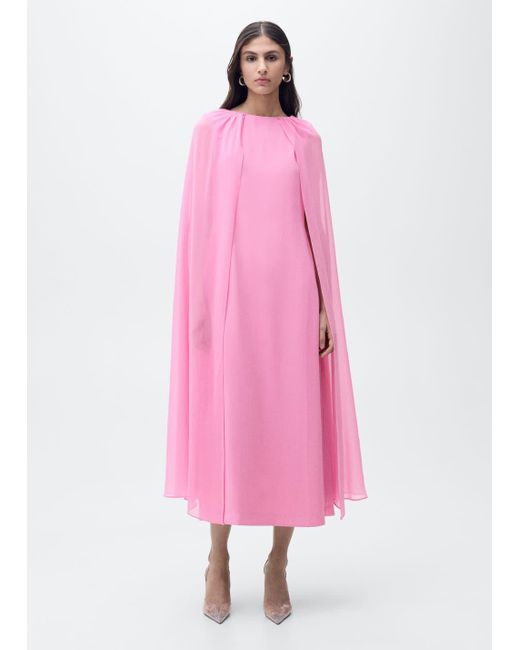 mango pink cape dress Flared cape dress