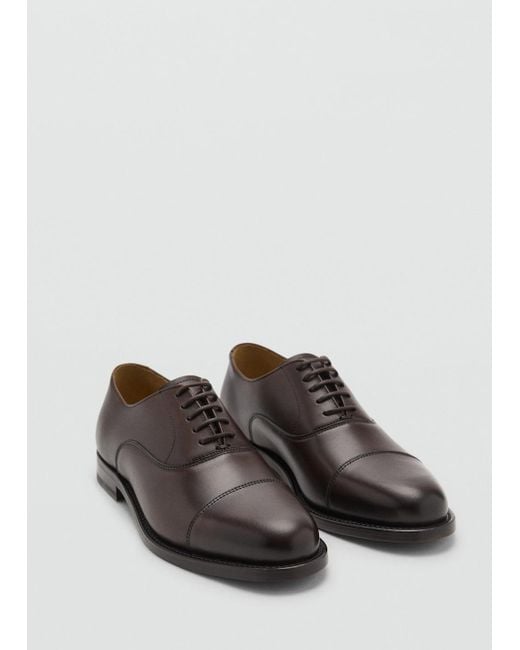 Mango Gray Oxford Style Leather Shoe for men