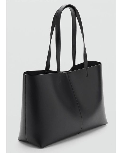 Borsa Shopper Doppio Manico Nero di Mango in Black