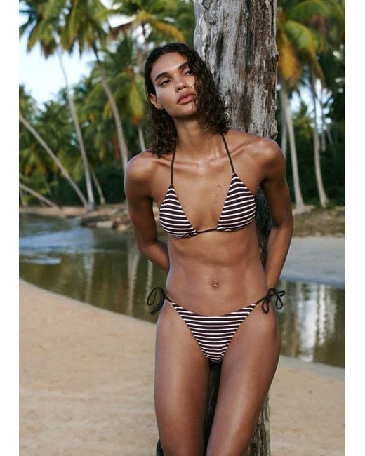 Mango Green Striped Triangle Bikini Top