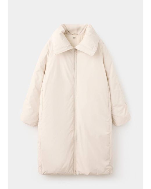 Mango White Long Padded Anorak