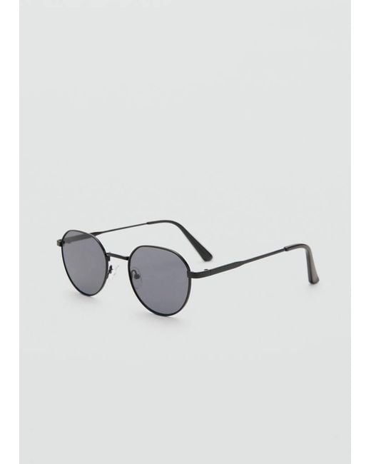 Mango Black Round Metal Sunglasses for men