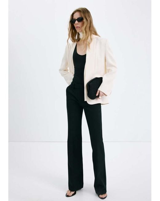 Mango White Suit Blazer Without Lapels