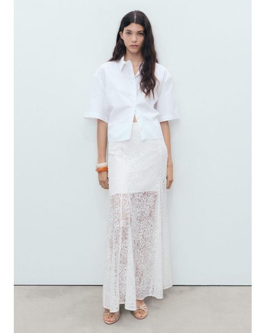 Mango White Langer Spitzenrock