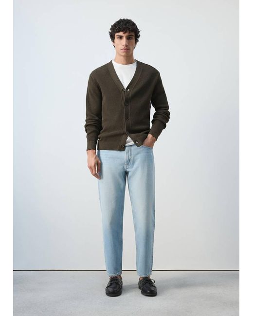 Mango Brown Mid-Weight Microstructure Knit Cardigan for men