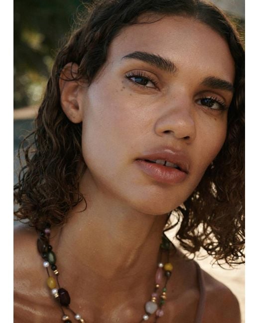 Mango Brown Doppelte Halskette Mit Perlen