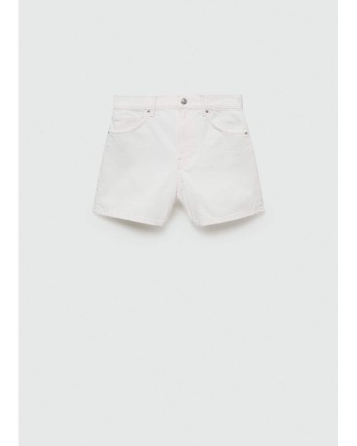 Mango White High-rise Denim Shorts