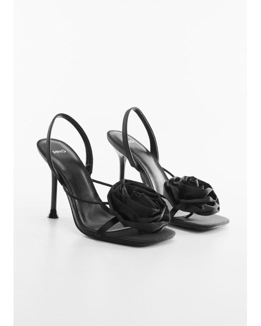 Mango Black Maxi Flower Heeled Sandal