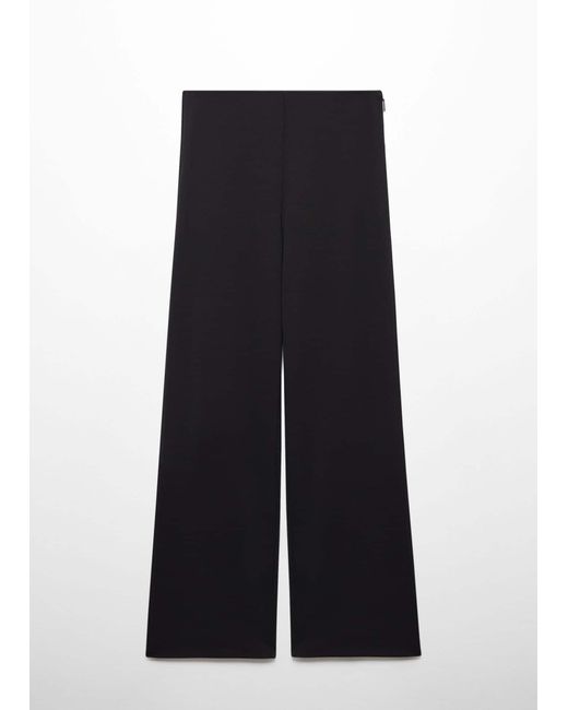 Mango Black Flowy Straight-fit Trousers