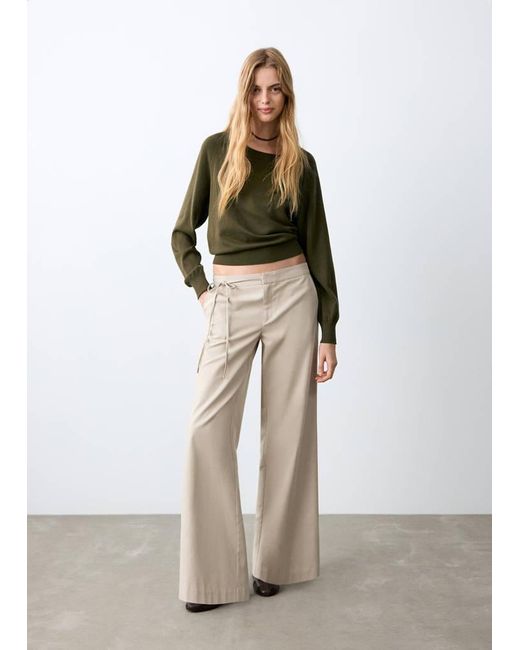 MANGO TEEN White Wide Leg Trousers With Drawstring