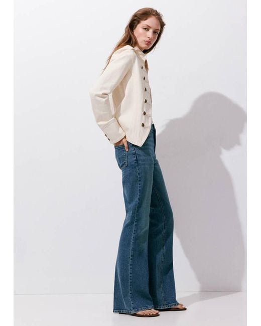 Mango Blue High Waist Flare Jeans