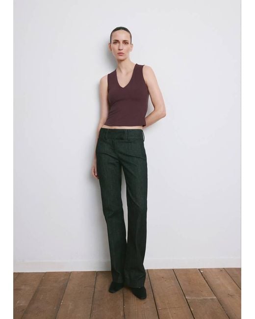 Mango Red Fitted V-Neck Top
