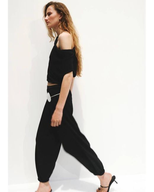 Mango Black Mid-Rise Harem Pants