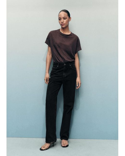 Mango Blue Matilda High-Rise Straight Jeans