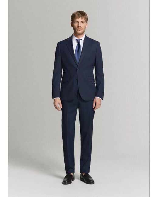 Mango Blue Milan Slim-Fit Suit Trousers for men