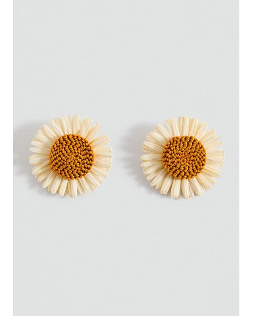 Mango Metallic Flowers Raffia Earrings