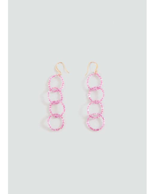 MANGO TEEN Pink Hoop Pendant Earrings