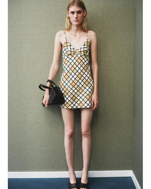 Mango Green Check Short Dress