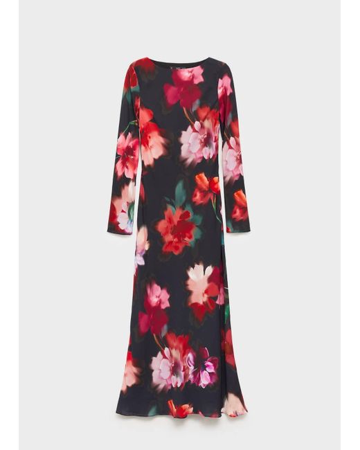 Mango White Floral-Print Midi-Dress
