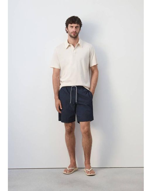 Mango White Basic Drawstring Swimsuit for men