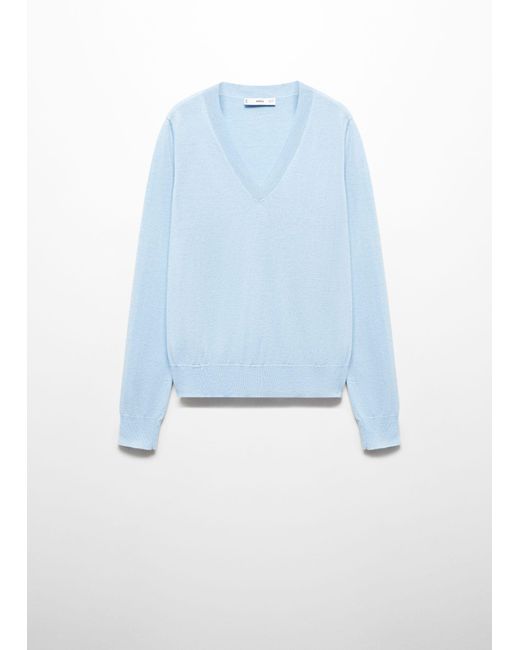 Mango Blue V-neck Knit Sweater Sky