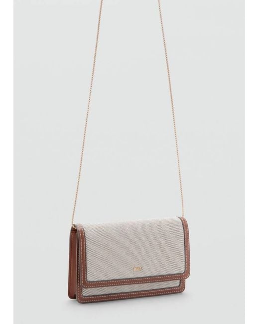 Mango White Canvas Wallet With Contrasting Flap