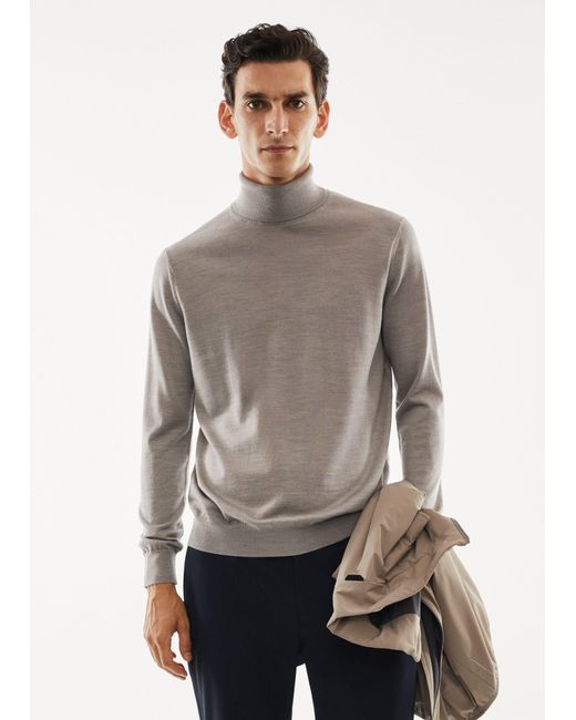 Mango 100% Merino Wool Turtleneck Sweater in Grey for Men | Lyst UK