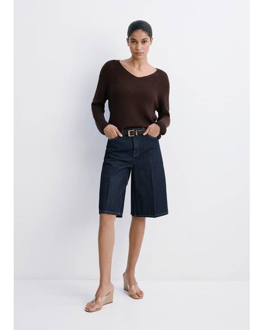 Mango Blue Mid-Rise Denim Jorts