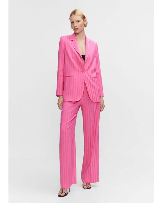 Mango Pink Striped Suit Blazer