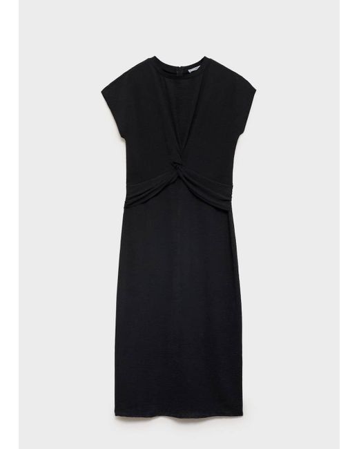 Mango Black Midi-Dress With Knot Detail