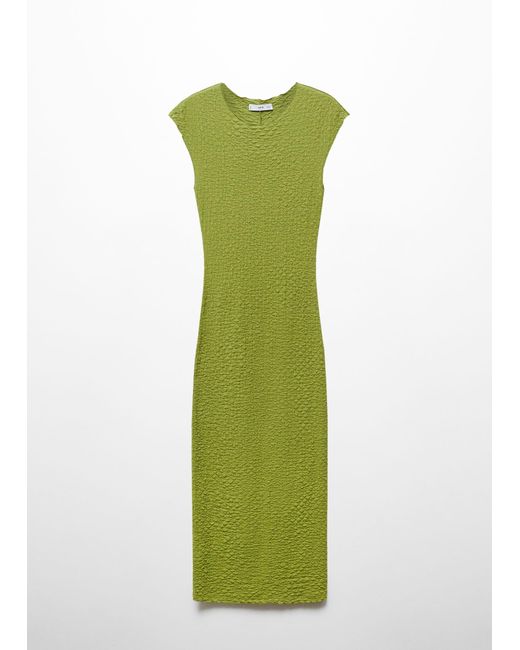 Mango Green Long Textured Dress