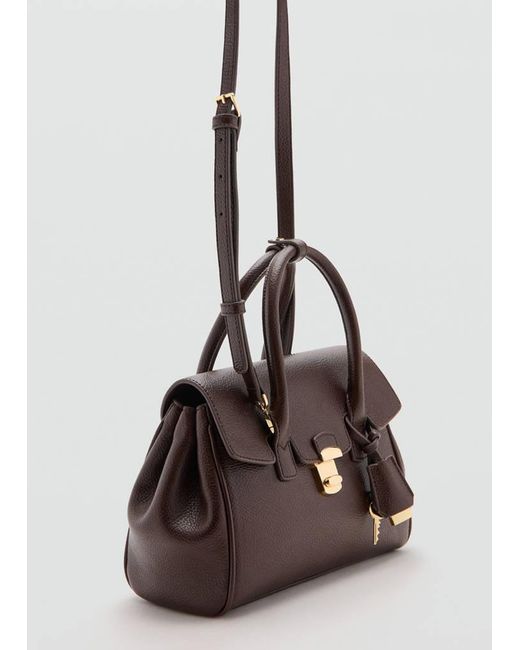 Mango Brown Medium City Handbag With Flap