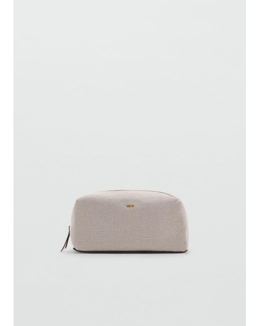 Mango Natural Canvas Toiletry Bag With Contrasting Zip