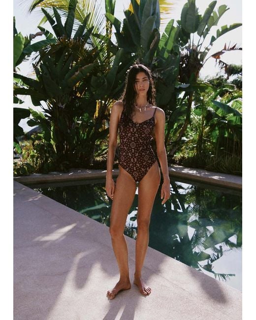Mango Green Paisley Open-Back Swimsuit
