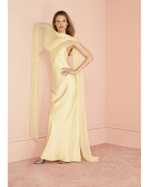 Mango Natural Satin Halter Neck Dress