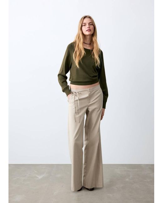 MANGO TEEN Green Bow Knit Sweater