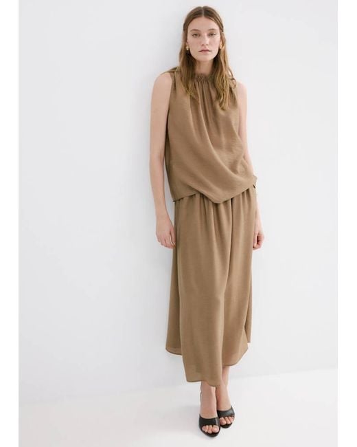Mango Natural Draped Neck Satin Top