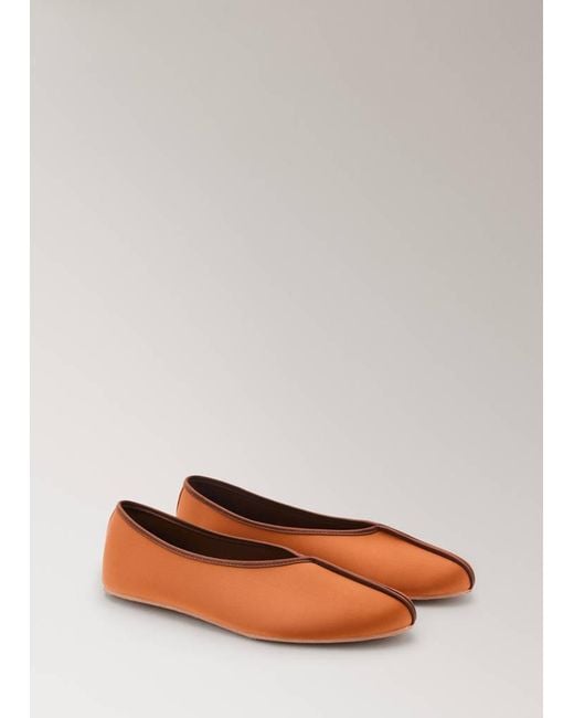 Mango Orange Satin Ballet Flats With Contrast Piping
