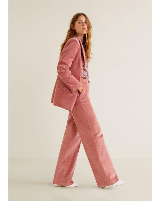 Mango Pink Corduroy Straight Trousers