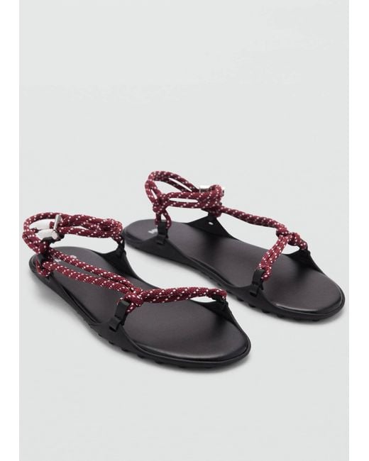 Mango Red Combined Lace-up Sandal