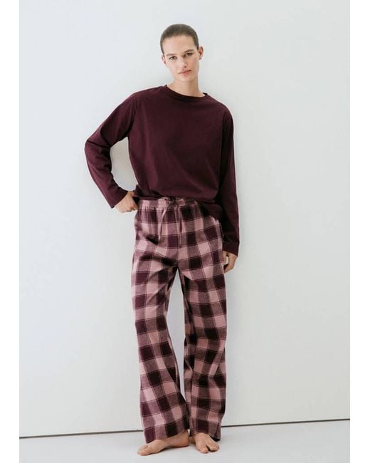Mango Red Two-Piece Flannel Check Pyjamas