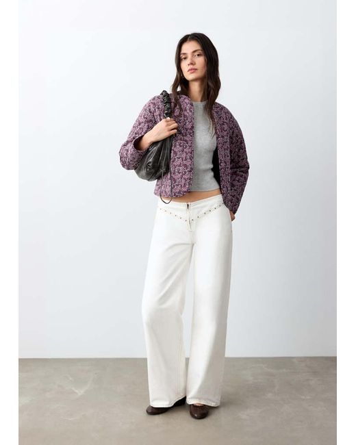 MANGO TEEN White Reversible Printed Quilted Jacket